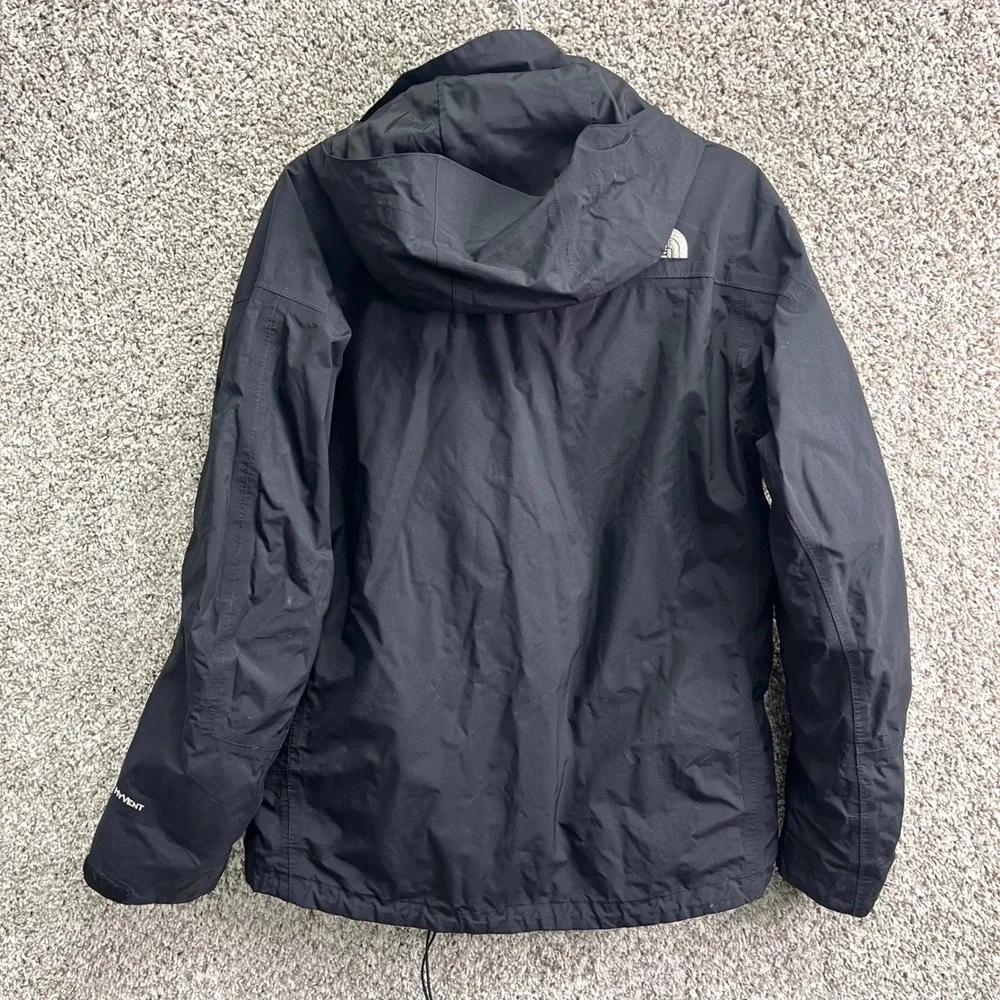 The North Face Rain Jacket Men's Medium Black HyVent Waterproof Hooded Zip Up